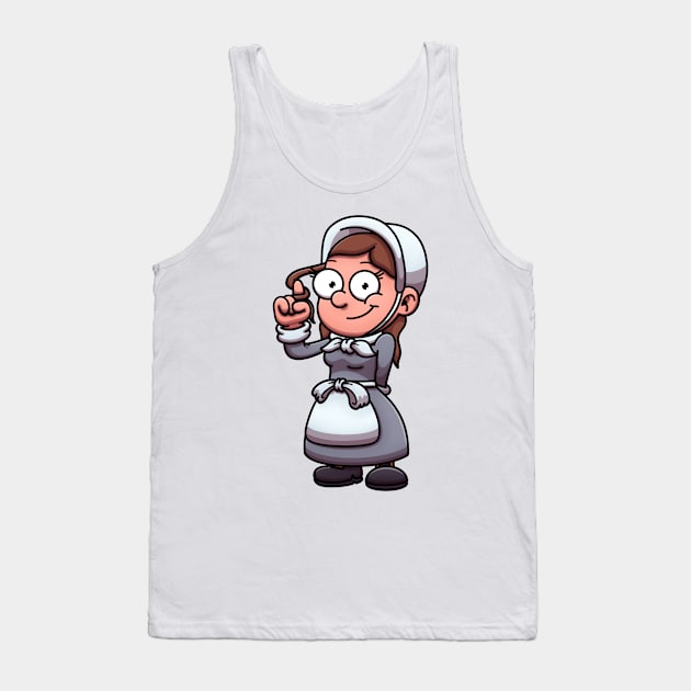 Cartoon Girl Wearing Pilgrim Clothes Tank Top by TheMaskedTooner